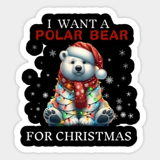 I Want a Polar Bear for Christmas Tangled Christmas Lights Sticker